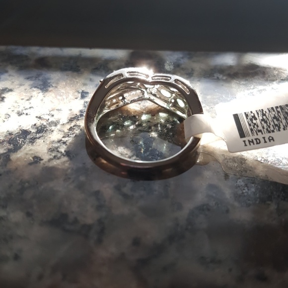 😍EMERALDS & WHITE ZIRCONS RING-925 - Picture 7 of 8